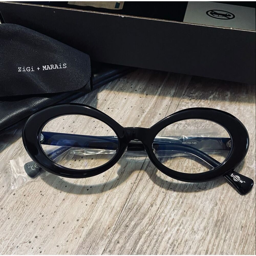 Zigi + Marais Elsa Black Blue Light Eye Glasses +1.00